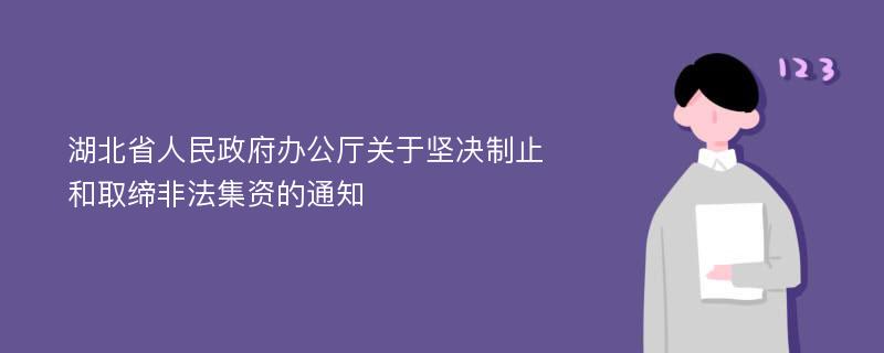 湖北省人民政府办公厅关于坚决制止和取缔非法集资的通知